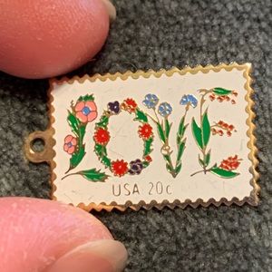 Vintage love stamp charm.  @1980s.